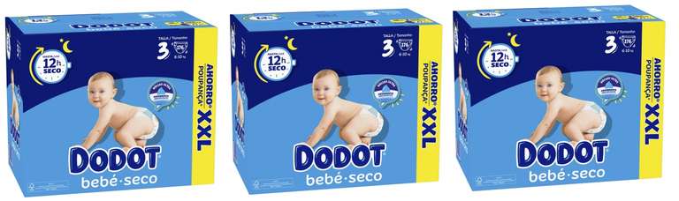 3 x Pañales Dodot bebé-Seco XXL T3 (6-10 kg.) 176 ud. (total 528 ud. a 0,17€/ud)
