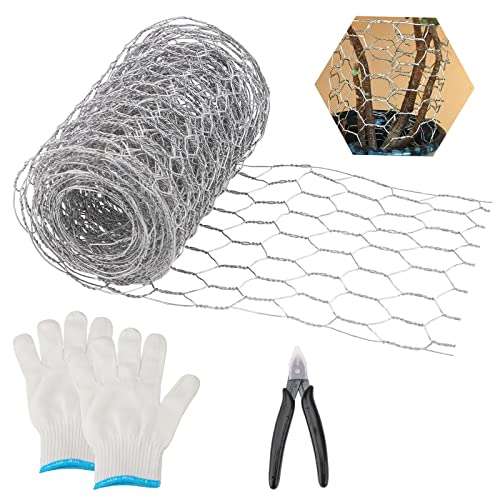 Pack malla alambre hexagonal galvanizado 3metros x 100mm + alicates + guantes