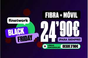 Oferta FINETWORK Fibra 300Mb y Móvil 10GB + líneas adicionales PARA SIEMPRE