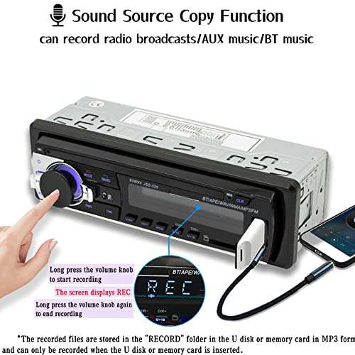 Radio MP3 coche con función de grabación de las fuentes de sonido,marca ZUNATE.