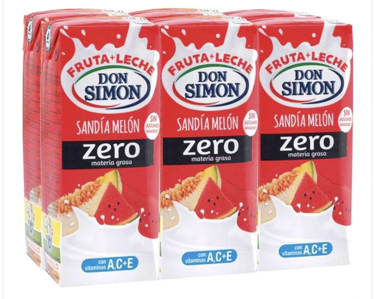 Pack Don Simon Zumo de Melón y Sandía Zero, 6 bricks x 200 ml (1.2 Litros)
