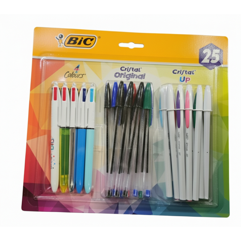 BIC MPN961588 Set 25 bolígrafos 4 colores, originales y Up, escritura suave