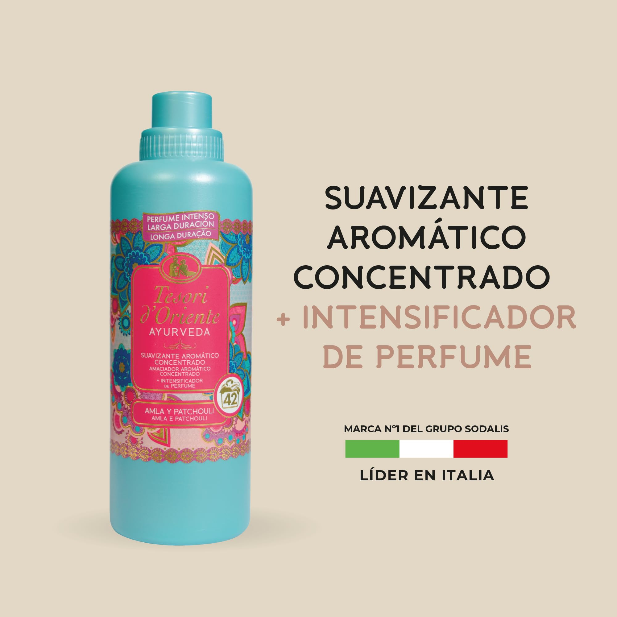 Tesori d'Oriente, Perfumador y Suavizante Líquido Aromático Concentrado Ayurveda Facilita el Planchado, 42 Lavados, 760ml
