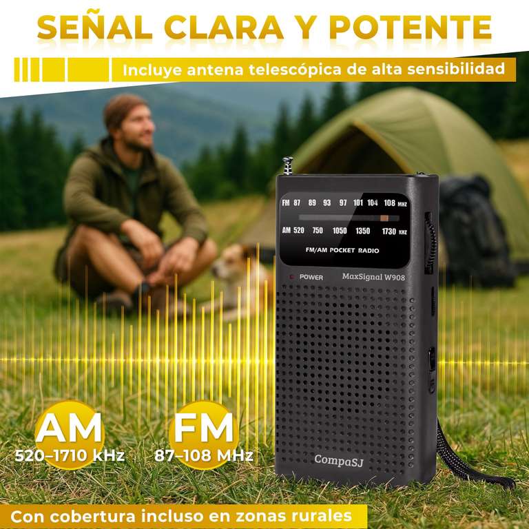 Pack Radio Portátil De Emergencia HEMEVAL – AM/FM Con Auriculares, Funda Y Pilas AA, Ideal Para Supervivencia