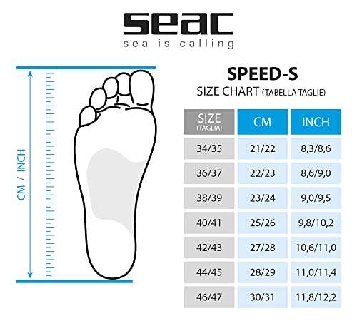SEAC Speed S Aletas Cortas de natación para Entrenamientos en la Piscina y en el mar, Unisex