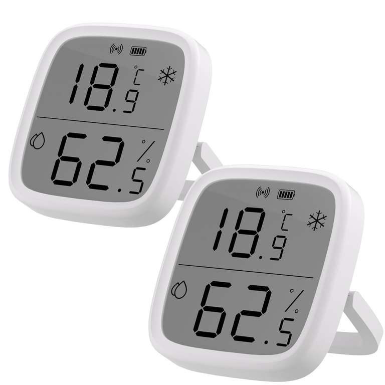 2 piezas de sensor de temperatura y humedad inteligente LCD SONOFF SNZB-02D