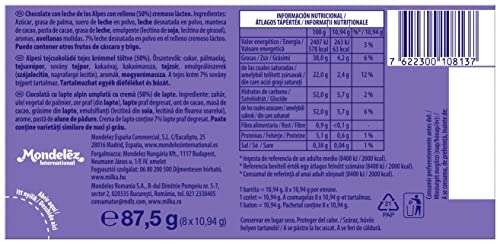 Milka Milkinis Mini Barrritas de Chocolate con Leche de los Alpes Relleno de Crema Láctea 87,5g 8 unidades