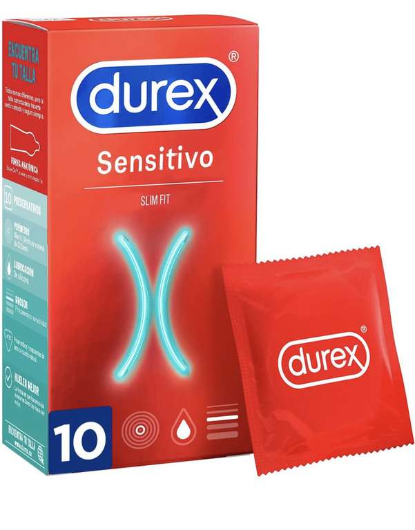 Ojo!! Talla pequeña. Durex Preservativos Sensitivo Suave para Mayor Sensación Talla Pequeña - 10 condones