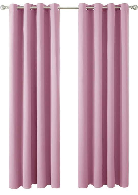 Cortinas Opacas con aislamiento térmico,con ojales 2 paneles 140 x 280 cm rosa