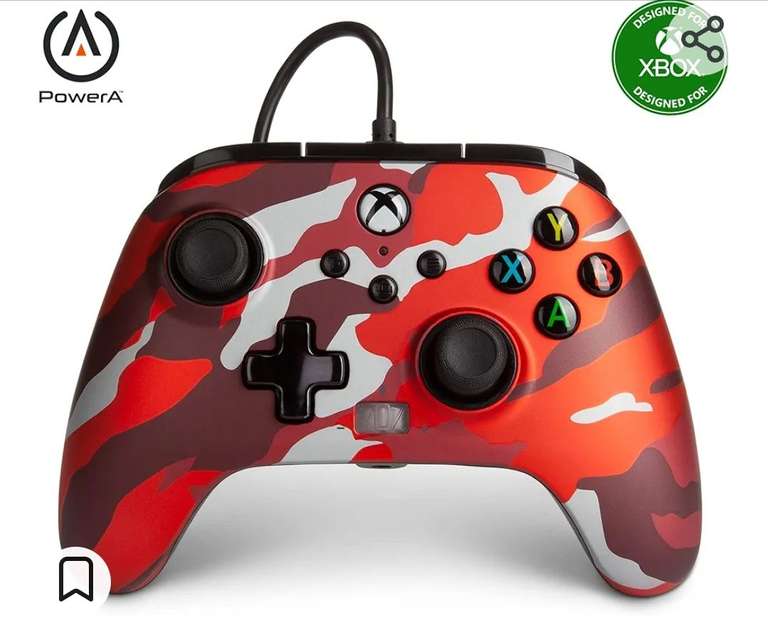Power a - Mando con Cable, Salida de Audio y Botones Programables, de Color Rojo Camo Metálico Para Xbox One y Xbox Serie X