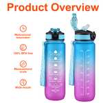 Pack 2 botellas 2L y 800ml con Marcador de Tiempo de Motivación, Tritan Plástico, Sin BPA [Más colores en descripción]