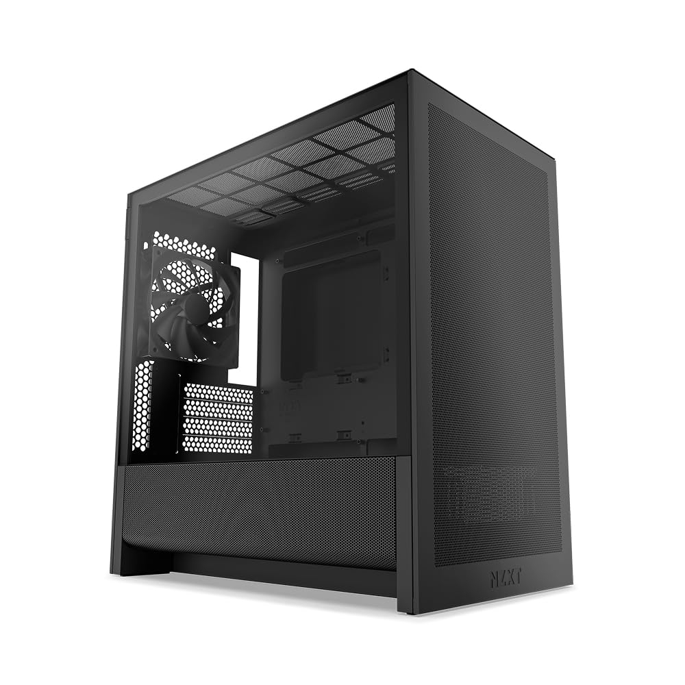 Caja de PC Micro-ATX NZXT H3 Flow Negro (Flujo de Aire Optimizado, Cristal Templado, Compatible Back-Connect)