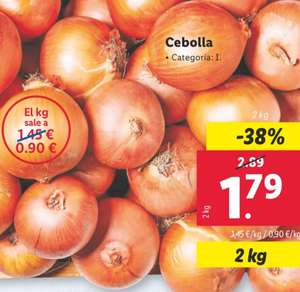Cebolla malla de 2kg (0,90€/kg) (Lidl)