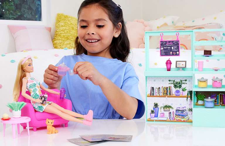 Barbie Cafetería Bienestar Muñeca con Set de Juego con Accesorios de casa de muñecas