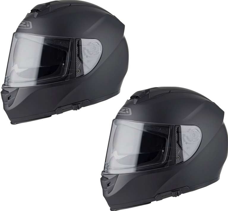 Dos cascos integrales NZI Eurus 2 Duo en color negro mate