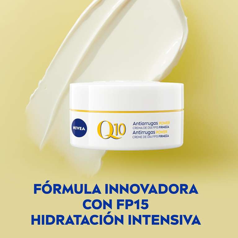 2x NIVEA Q10 Power Antiarrugas Cuidado de Día FP15 (50 ml), crema antiarrugas facial, con protector solar, crema de día antiedad (5'93€/ud)