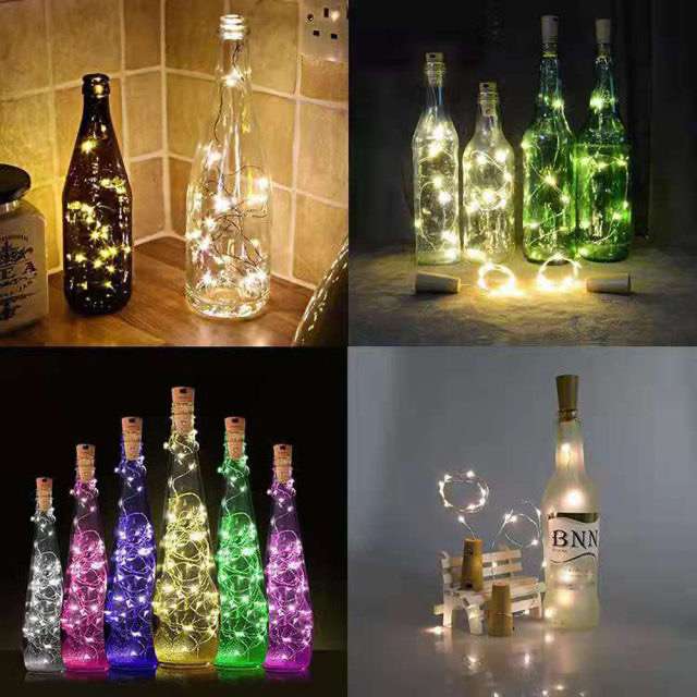 X3 Luces Led para botellas, cadena de alambre de cobre, decoración navideña ( varios colores)