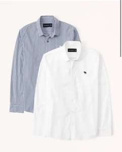 A&F - Pack 2 Camisas (26.5€/camisa) - Blanco y Ralla Azul