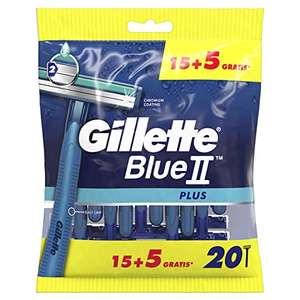 Gillette Blue II Plus Maquinillas de Afeitar Desechables, Paquete de 20 Cuchillas de Afeitar (15+5)