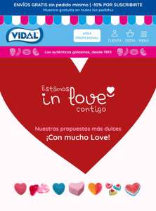 Promoción Vidal en Packs de San Valentin con 30% de descuento y resto de la web al 15% de descuento