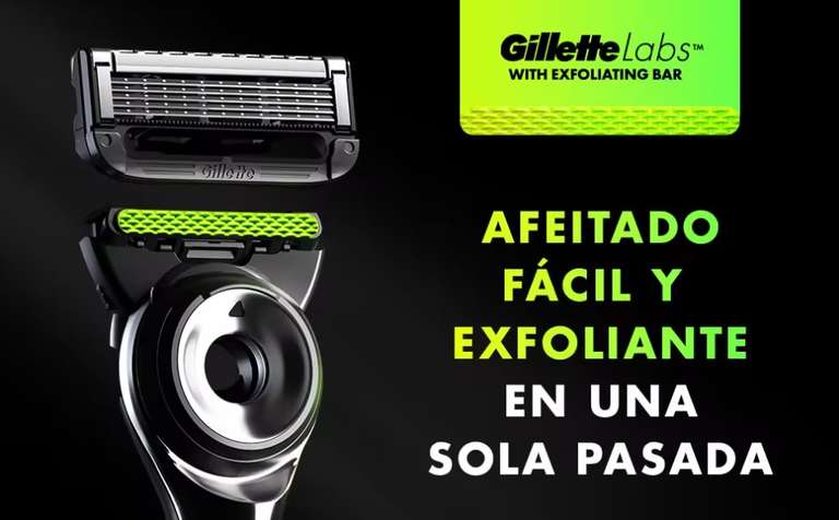 GilletteLabs máquina de afeitar con barra exfoliante y estuche de viaje, 1 mango, - 5 recambios, stand magnético