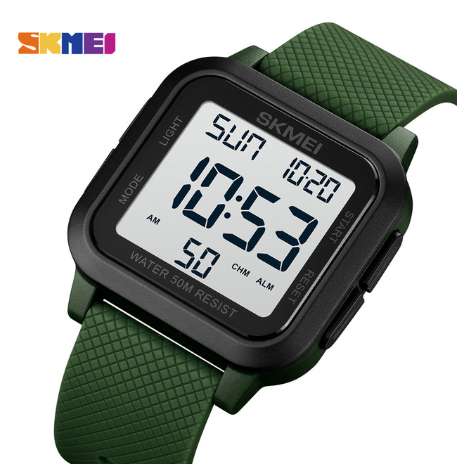 SKMEI-reloj deportivo con alarma, cronógrafo militar, resistente al agua, pantalla LED.