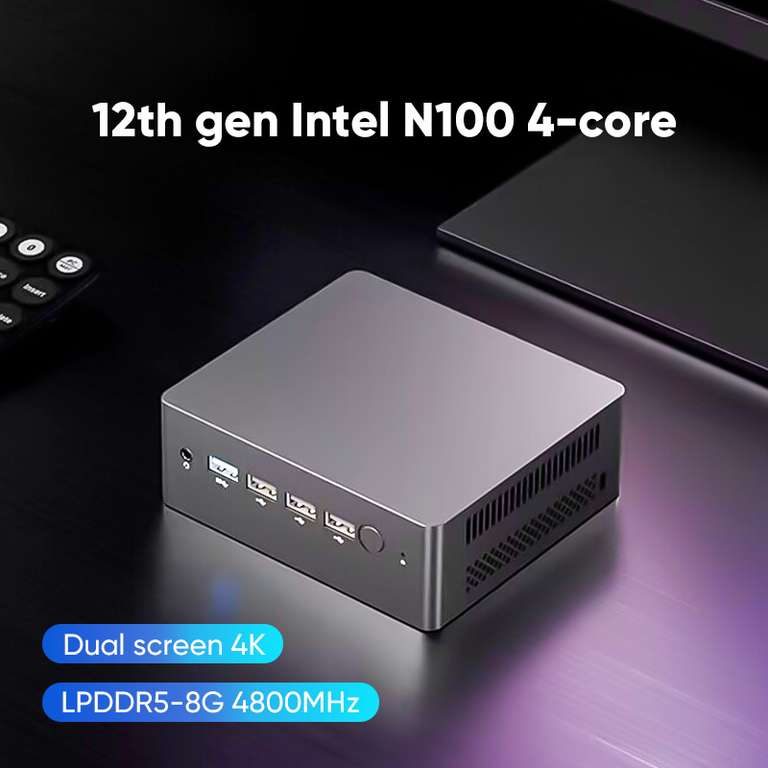 Mini PC Alder Lake de 12ª generación, Intel N100, Quad Core, DDR5, 8G, 4800Hz, Windows 11
