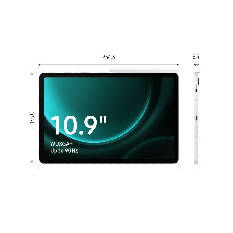 Samsung Galaxy Tab S9 FE - Tablet + Cargador, 128 GB, Wifi, S Pen incluido, Batería de Larga Duración, Clasificación IP 68, Verde Menta.