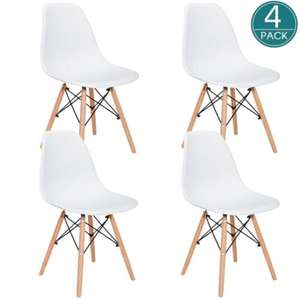 Pack de 4 sillas blancas de diseño nórdico Sena para comedor, terraza o balcón