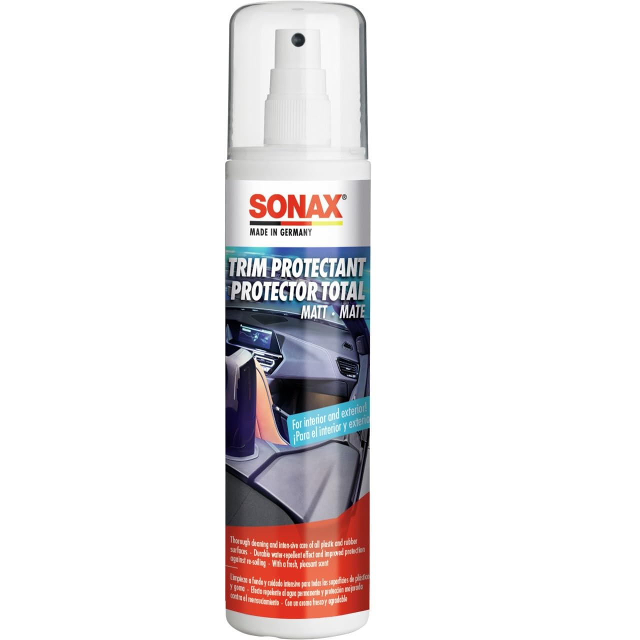 Protector total mate para coche(300 ml)para plástico y goma.Limpia, protege, renueva plásticos y caucho acabado mate satinado y protecciónUV