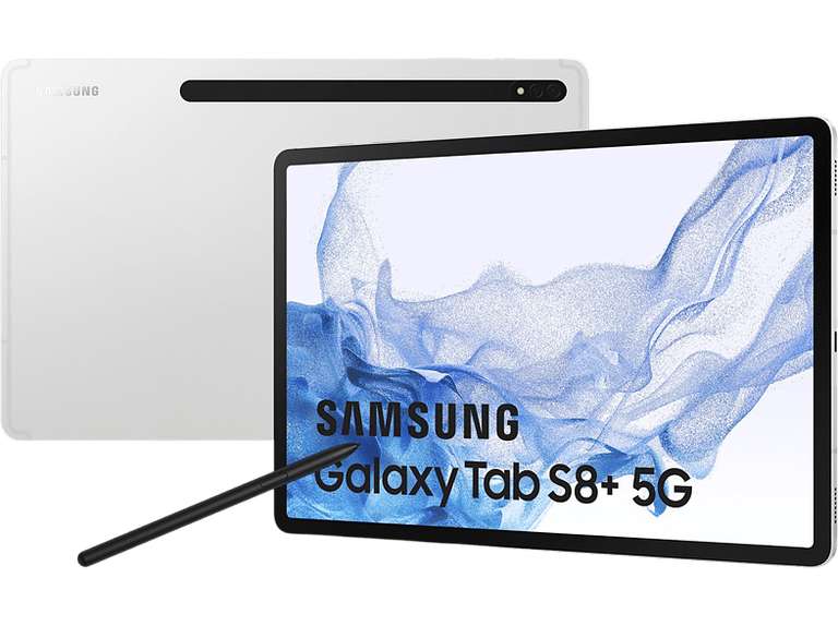 Samsung Galaxy TAB S8+ 5G, 128 GB, WiFi + Cellular, 12.4" WQXGA+, 8 GB RAM, SD 898, Android 12 - Plata / Gris Oscuro