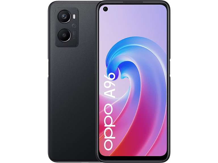 OPPO A96, Starry Black, 128 GB, 8 GB RAM, 6.59" FHD+, Qualcomm Snapdragon 680, 5000 mAh, Android 11 (en colores negro y azul)