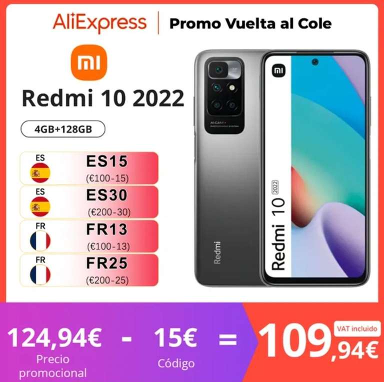 Xiaomi Redmi 10 2022 4Gb-128Gb versión global (Desde España)
