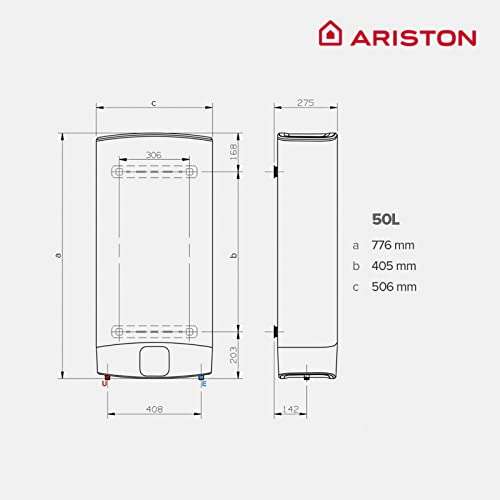 Ariston Velis Wifi - Calentador de Agua Eléctrico Bajo Consumo Horizontal y Vertical, 50,6x27,5x77,6 cm - (Clase Energética B)