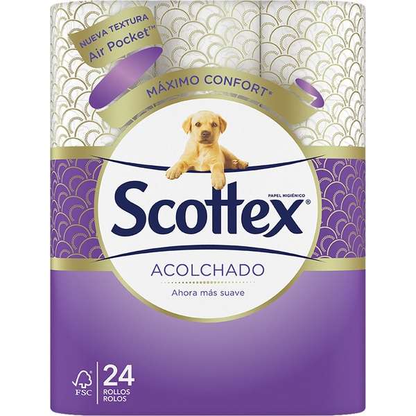 SCOTTEX Papel higiénico Acolchado 3 capas paquete 24+24 rollos