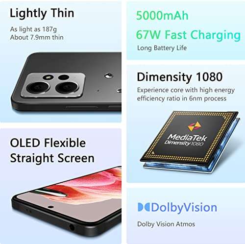 Xiaomi Redmi Note 12 Pro 5G - Smartphone + Wireless Earbuds (6,67", AMOLED DotDisplay, 128 GB, 6 GB RAM, Dual SIM, 120 Hz, Full HD