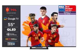 TCL 55T8A - Smart TV QLED de 55" 144Hz Full Array Local Dimming 4K UHD Google TV Dolby Vision y Atmos, HDR10+, AMD FreeSync Premium Pro