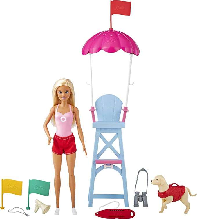 Barbie Barbie Socorrista Muñeca rubia con silla de vigilancia de playa