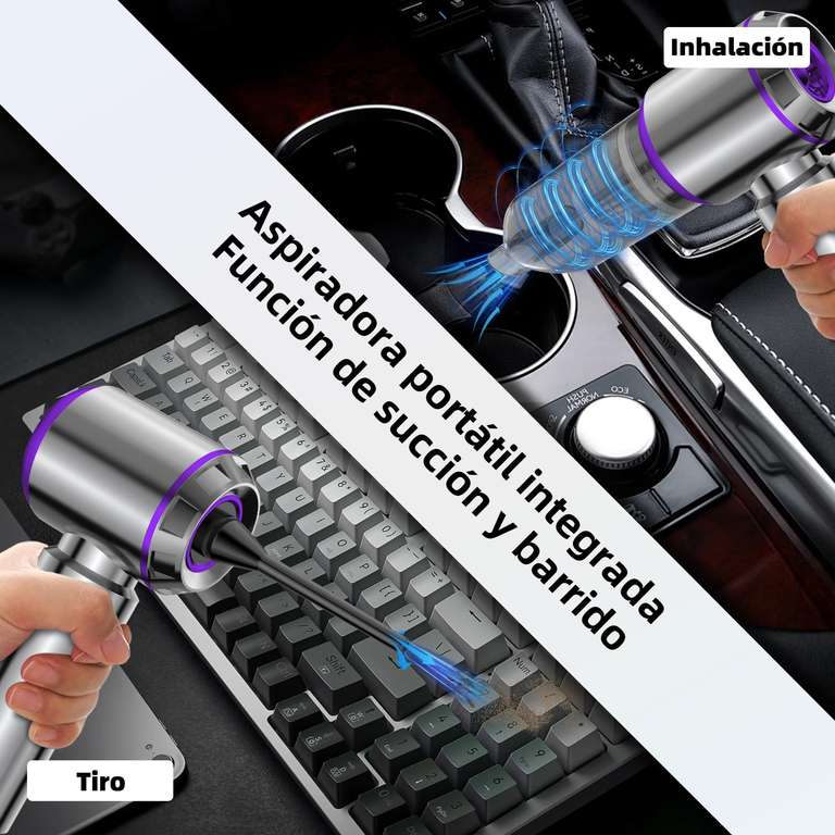 Aspirador De Mano 4 En 1 - 26000 Pa - Motor Sin Escobillas - Para Casa, Coche Y Pelo De Mascotas - 9 Accesorios Incluidos