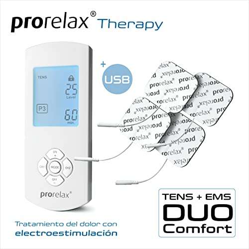 prorelax TENS/EMS Duo Comfort | Aparato de electroestimulación | 2 terapias con un aparato