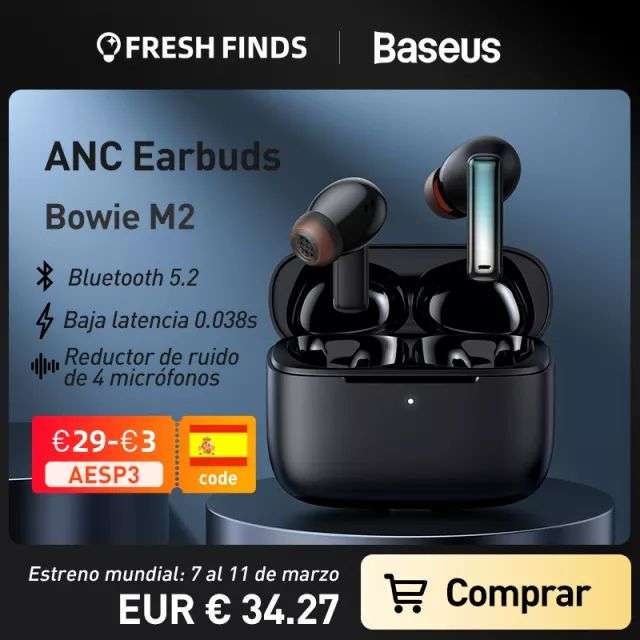 Baseus-auriculares Bowie M2 ANC TWS, cascos con Bluetooth 5,2, cancelación activa de ruido, baja latencia, reducción de ruido ENC