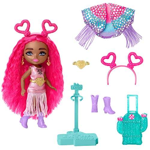 Barbie Extra Fly Mini Desierto Muñeca pequeña afroamericana con conjunto de moda y accesorios de viaje