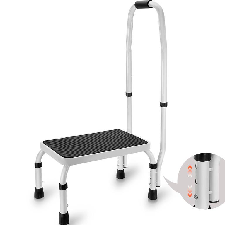 VEVOR – Taburete de 1 Escalón, Capacidad de 150kg, 3 Alturas Ajustables con Asa, Acero, Antideslizante y Resistente