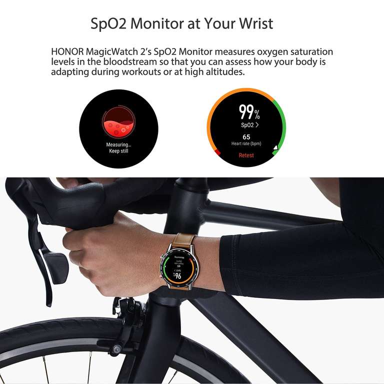 Honor MagicWatch 2 46mm - Monitor de Actividad Física SpO2 Monitor de Frecuencia Cardíaca Sueño, 15 Modos de Ejercicio - Smartwatch