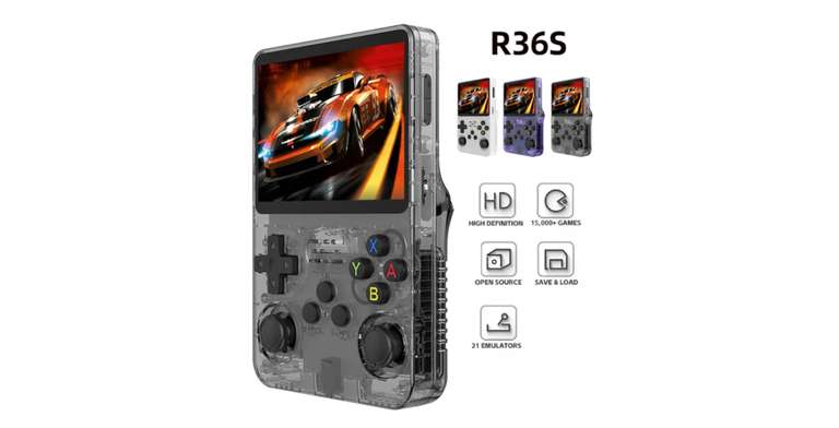 Consola de juegos R36S con 64Gb de juegos. Juegos de varias plataformas como Mame, GB,GBA,GBA, Nintendo DS, Nintendo64, Neo Geo, PSP, PSX