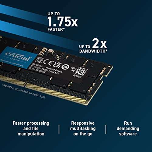Crucial RAM 32GB Kit (2x16GB) DDR5 5600MHz SODIMM