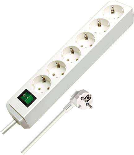 Brennenstuhl Eco-Line regleta de enchufes con 6 tomas de corriente (cable de 1,5 m, interruptor) blanco