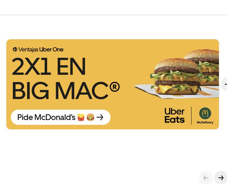 UBER EATS: 2x1 en Big Mac para miembros de Uber One