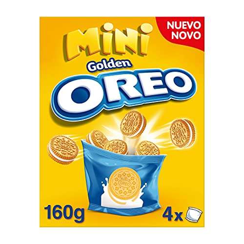 4 cajas de Oreo Golden Mini Galletas de cacao y mini galletas de Vainilla Rellenas Sabor Vainilla 160g (compra mínima 4 u - 2ªunidad al 50%)