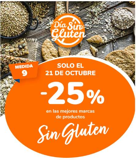 Día sin gluten, 25 % Dto acumulable en tu chequeahorro de Carrefour.